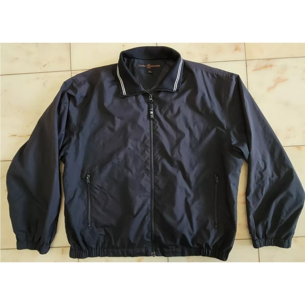🍍 VTG Tommy Hilfiger Golf Jacket Full Zip Windbreaker Navy Blue, SZ XXL🍍